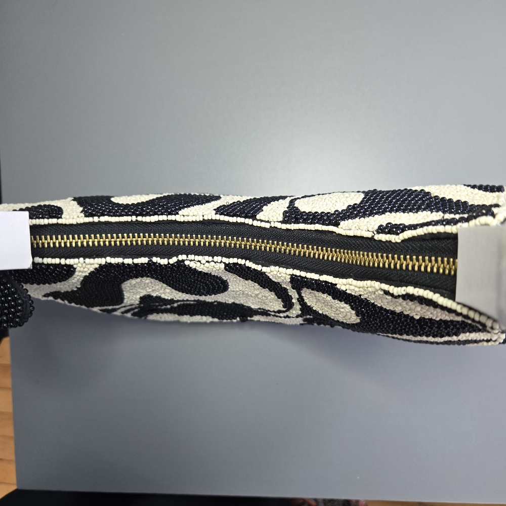 Anthropologie Black and Cream Beaded Shoulder Bag - Picture 9 of 10